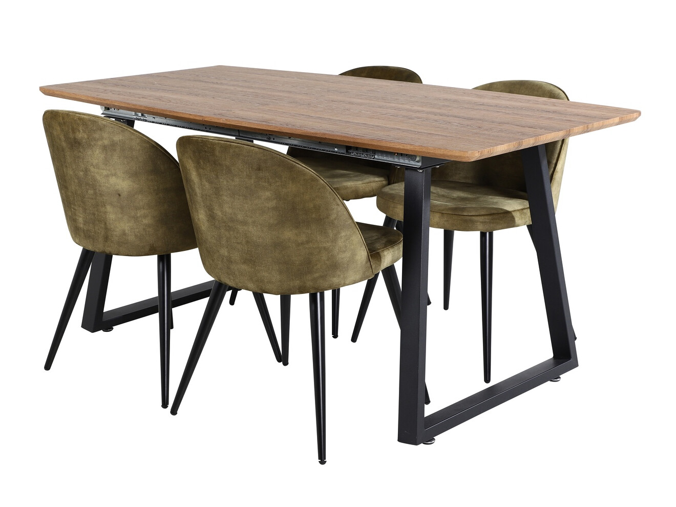 Маса и столове за трапезария Dallas 335 (Пепеливо зелен + Черен)