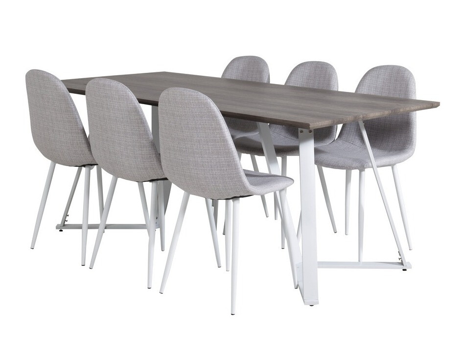 Маса и столове за трапезария Dallas 1804 (Светло сив + Бял)