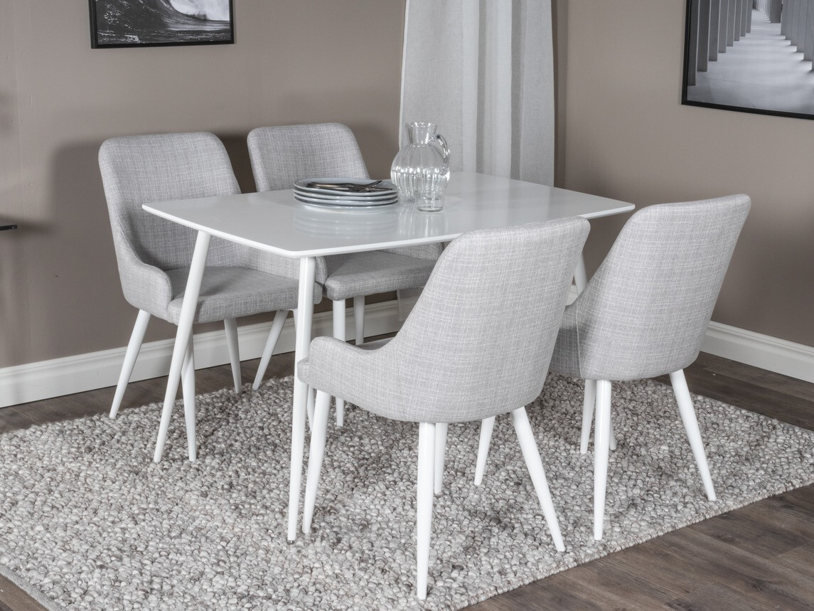 Маса и столове за трапезария Dallas 1895 (Бял + Светло сив)