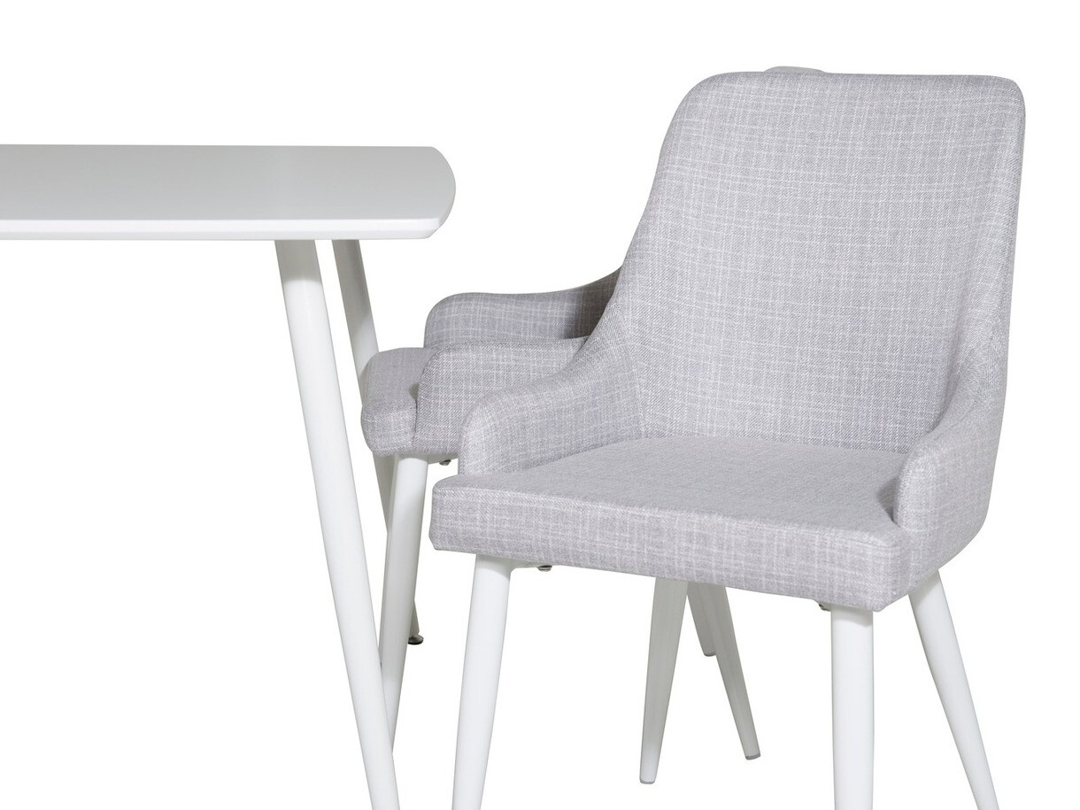 Маса и столове за трапезария Dallas 1895 (Бял + Светло сив)