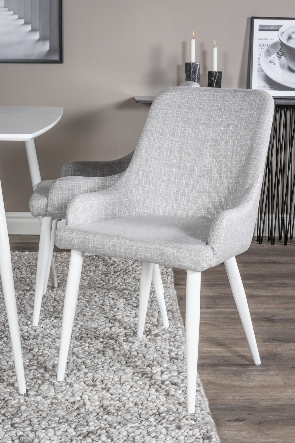 Маса и столове за трапезария Dallas 1895 (Бял + Светло сив)