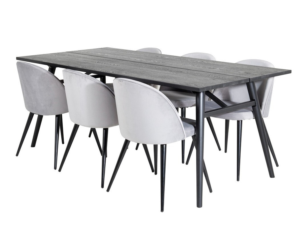 Маса и столове за трапезария Dallas 1676 (Сив + Черен)