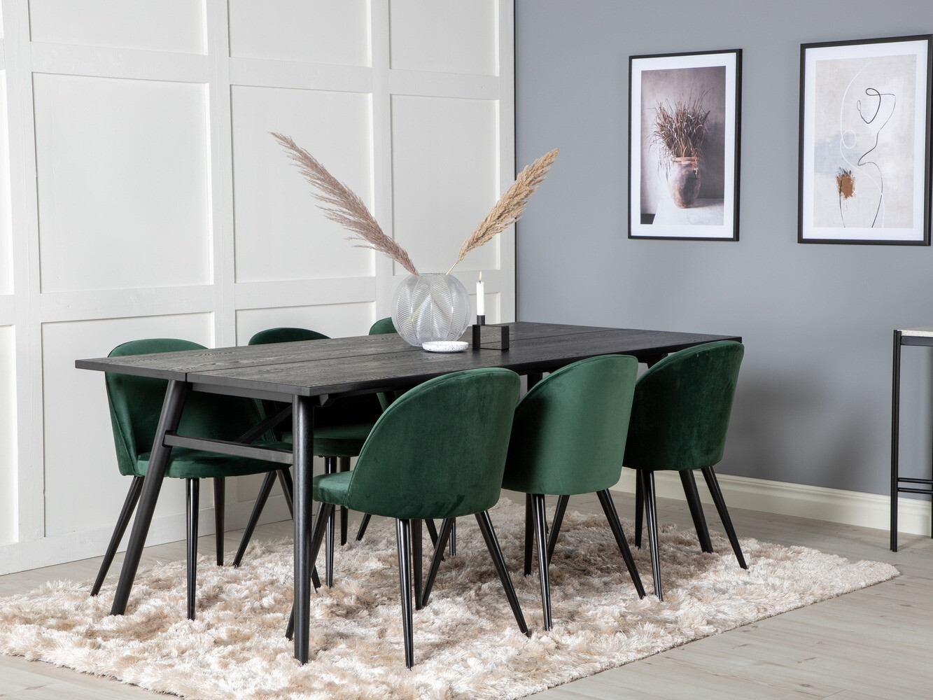 Маса и столове за трапезария Dallas 1676 (Зелен + Черен)