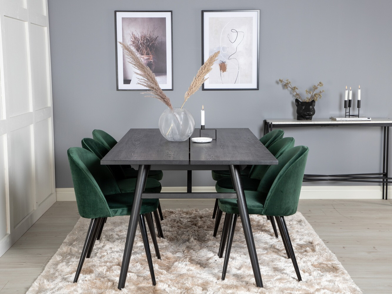 Маса и столове за трапезария Dallas 1676 (Зелен + Черен)