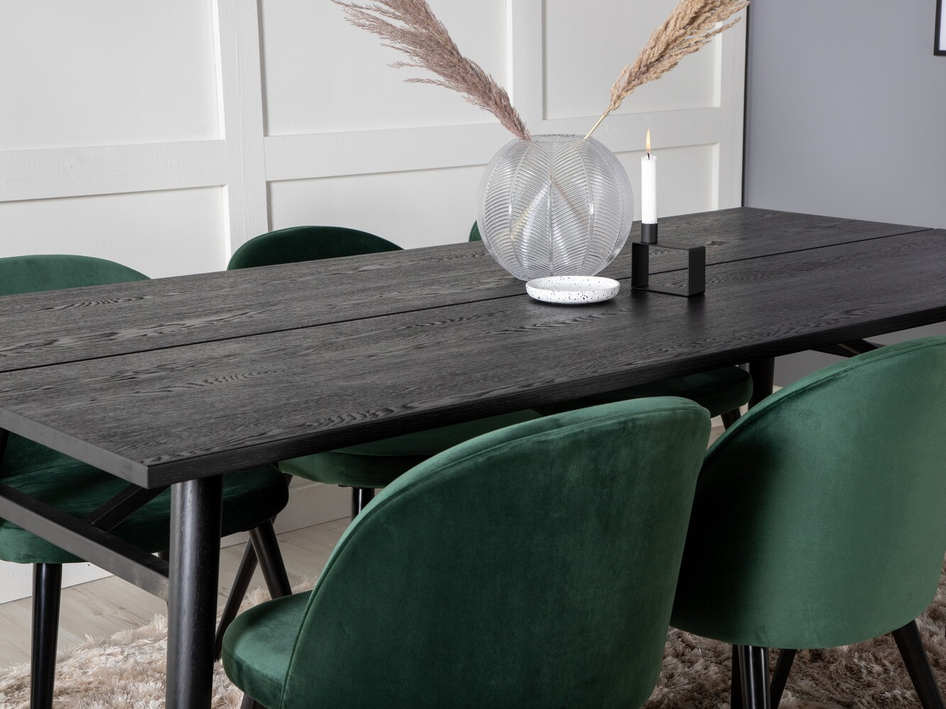 Маса и столове за трапезария Dallas 1676 (Зелен + Черен)