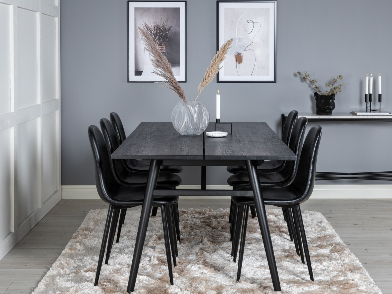 Маса и столове за трапезария Dallas 1681 (Черен)