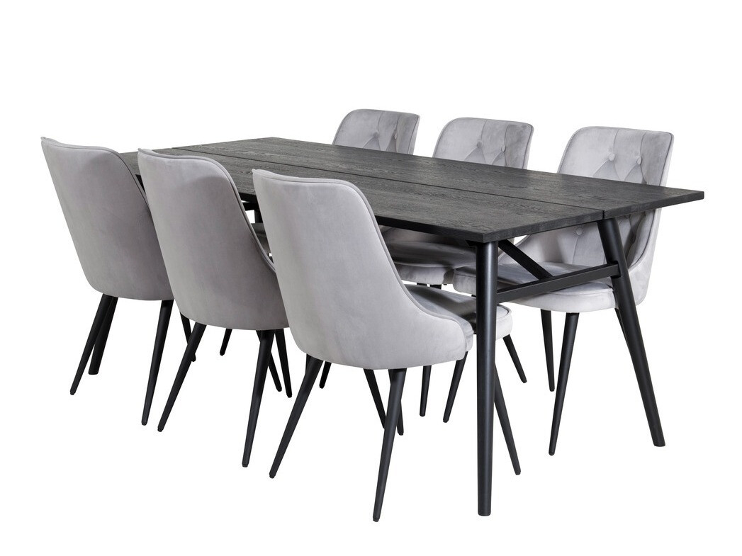 Маса и столове за трапезария Dallas 1780 (Черен + Светло сив)