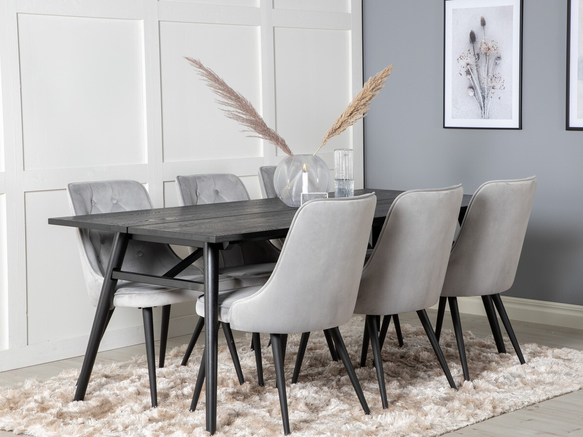 Маса и столове за трапезария Dallas 1780 (Черен + Светло сив)