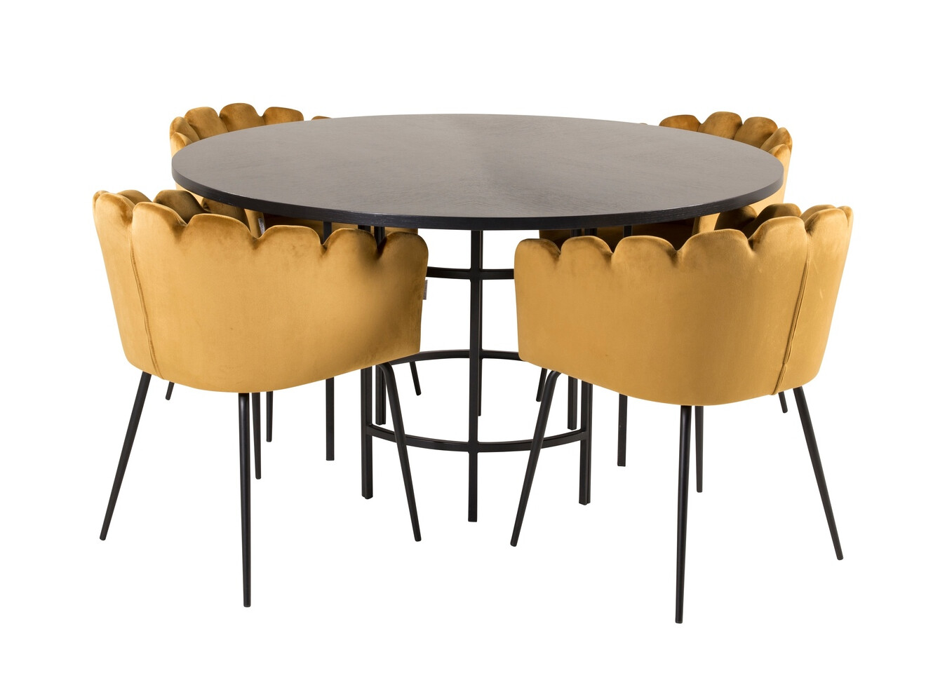 Маса и столове за трапезария Dallas 313 (Жълт + Черен)