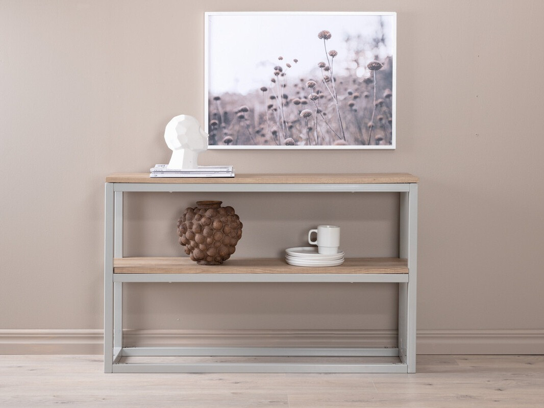 Конзолна маса Dallas 2521 (Ярък дърво + Сив)