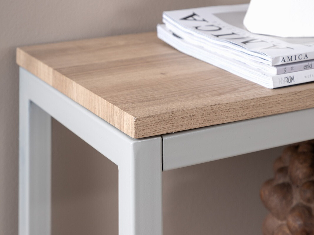 Конзолна маса Dallas 2521 (Ярък дърво + Сив)