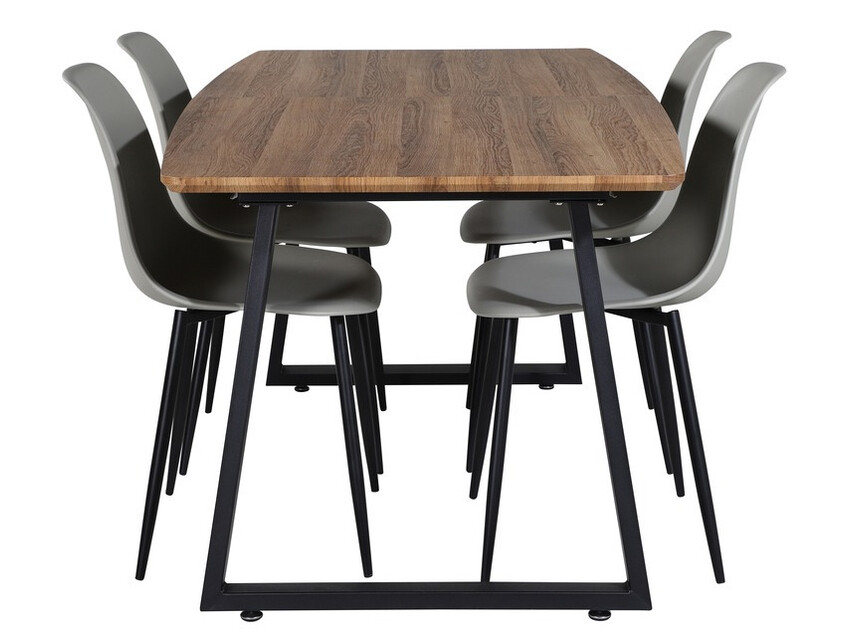 Маса и столове за трапезария Dallas 329 (Сив + Черен)