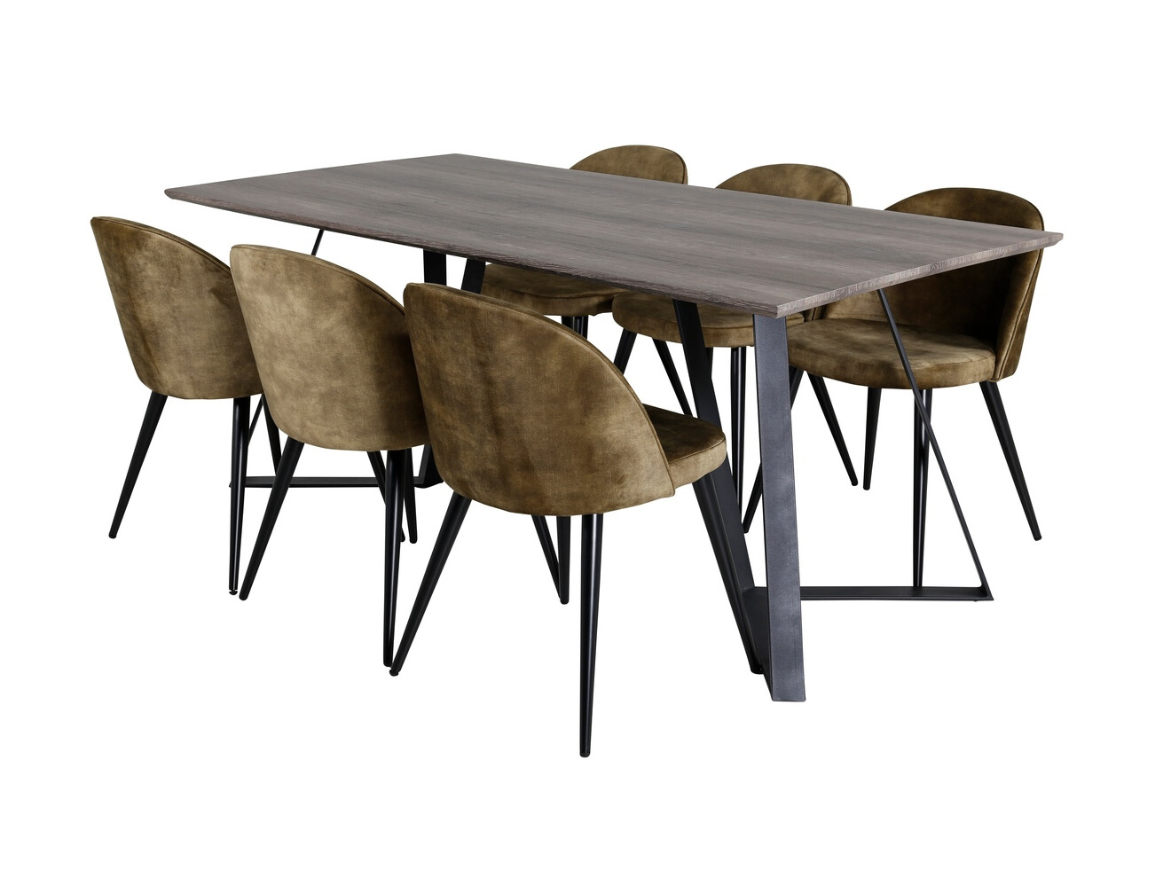 Маса и столове за трапезария Dallas 340 (Пепеливо зелен + Черен)