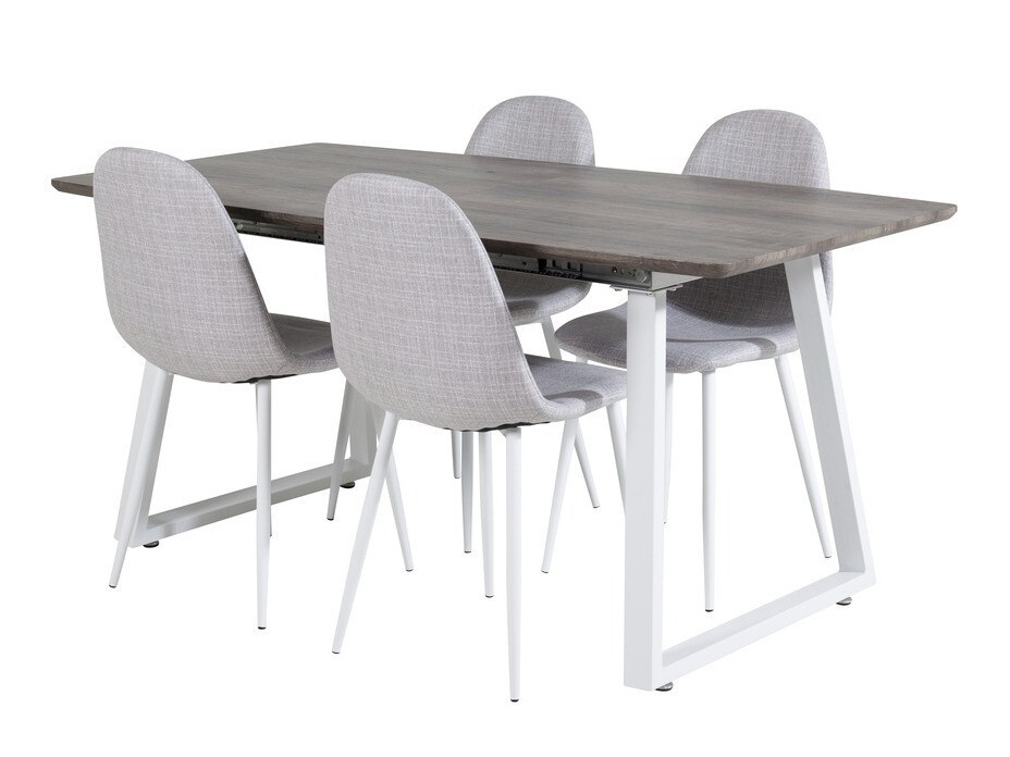 Маса и столове за трапезария Dallas 1979 (Бял + Светло сив)