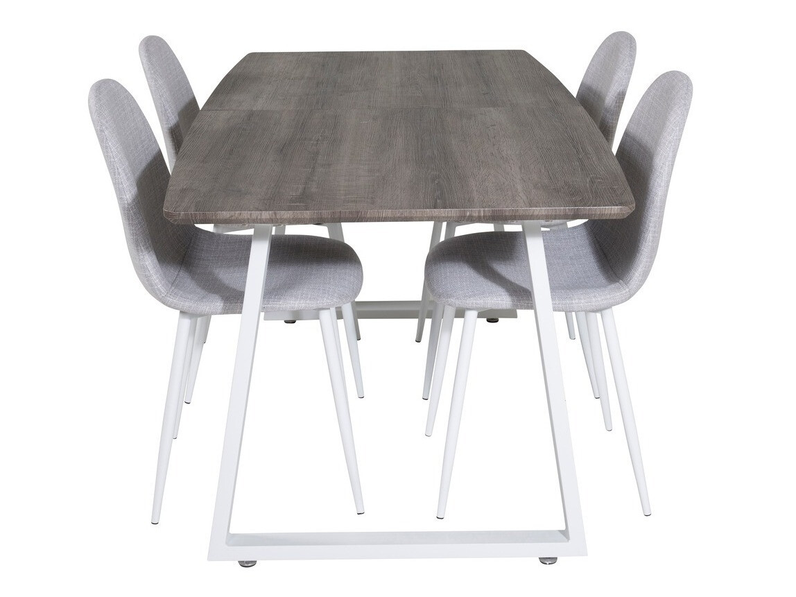 Маса и столове за трапезария Dallas 1979 (Бял + Светло сив)