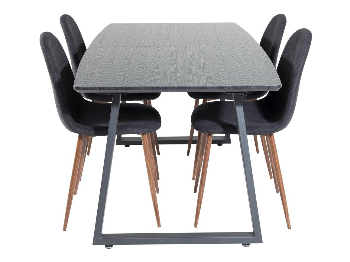 Маса и столове за трапезария Dallas 1983 (Черен + Орех)