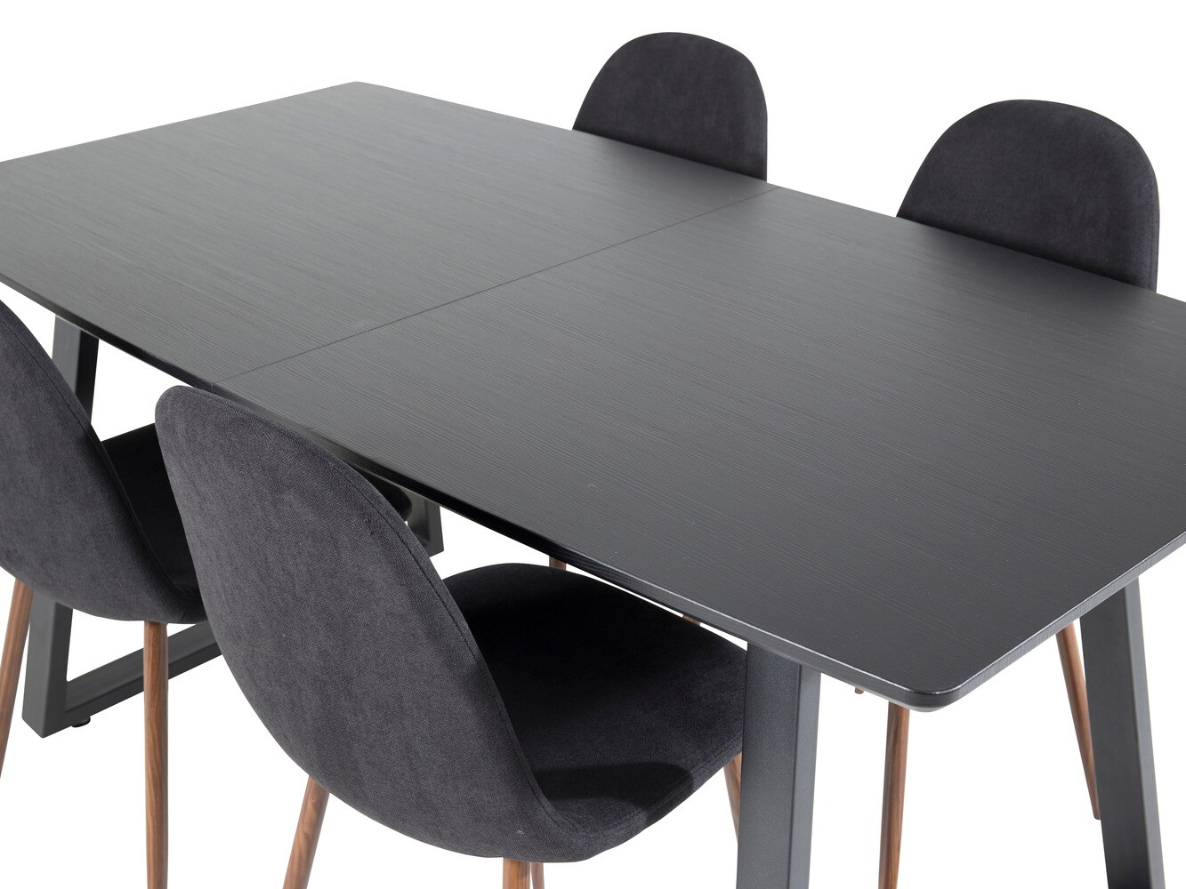 Маса и столове за трапезария Dallas 1983 (Черен + Орех)