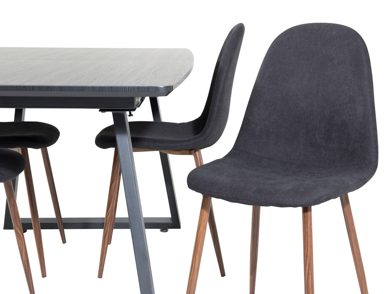 Маса и столове за трапезария Dallas 1983 (Черен + Орех)