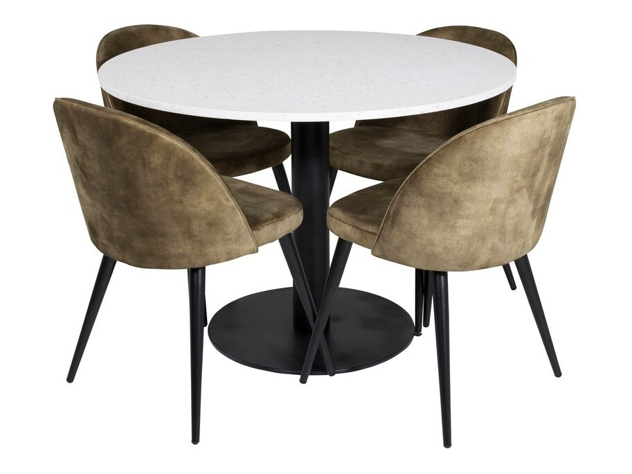 Маса и столове за трапезария Dallas 1107 (Dusty Зелен + Черен)