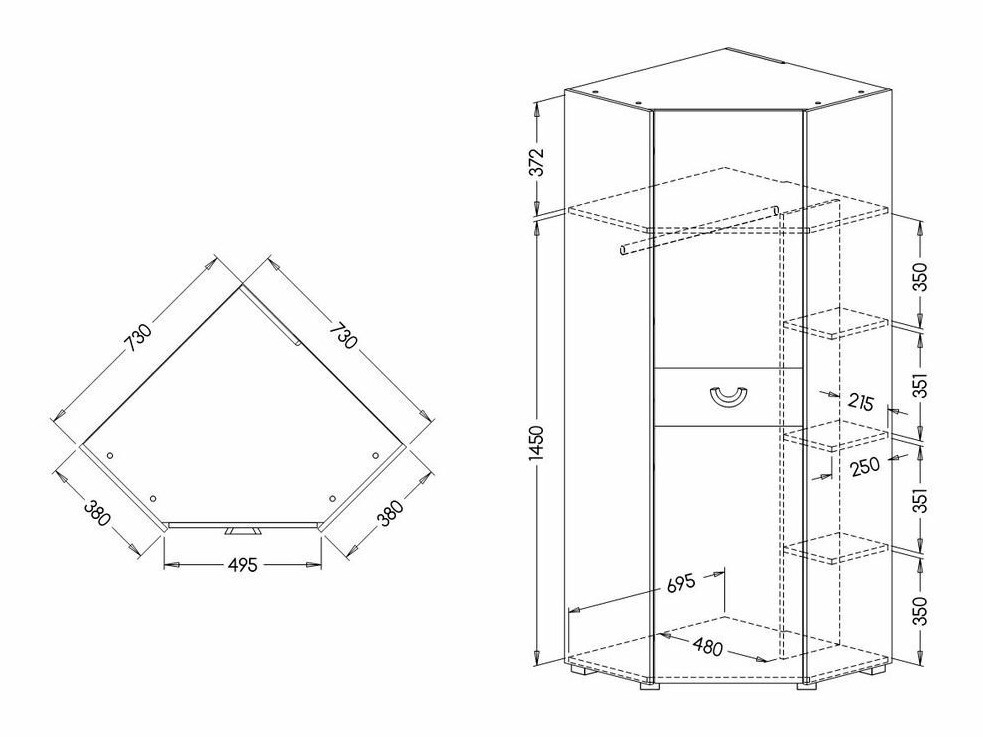 Ъглов гардероб Lomteo 106