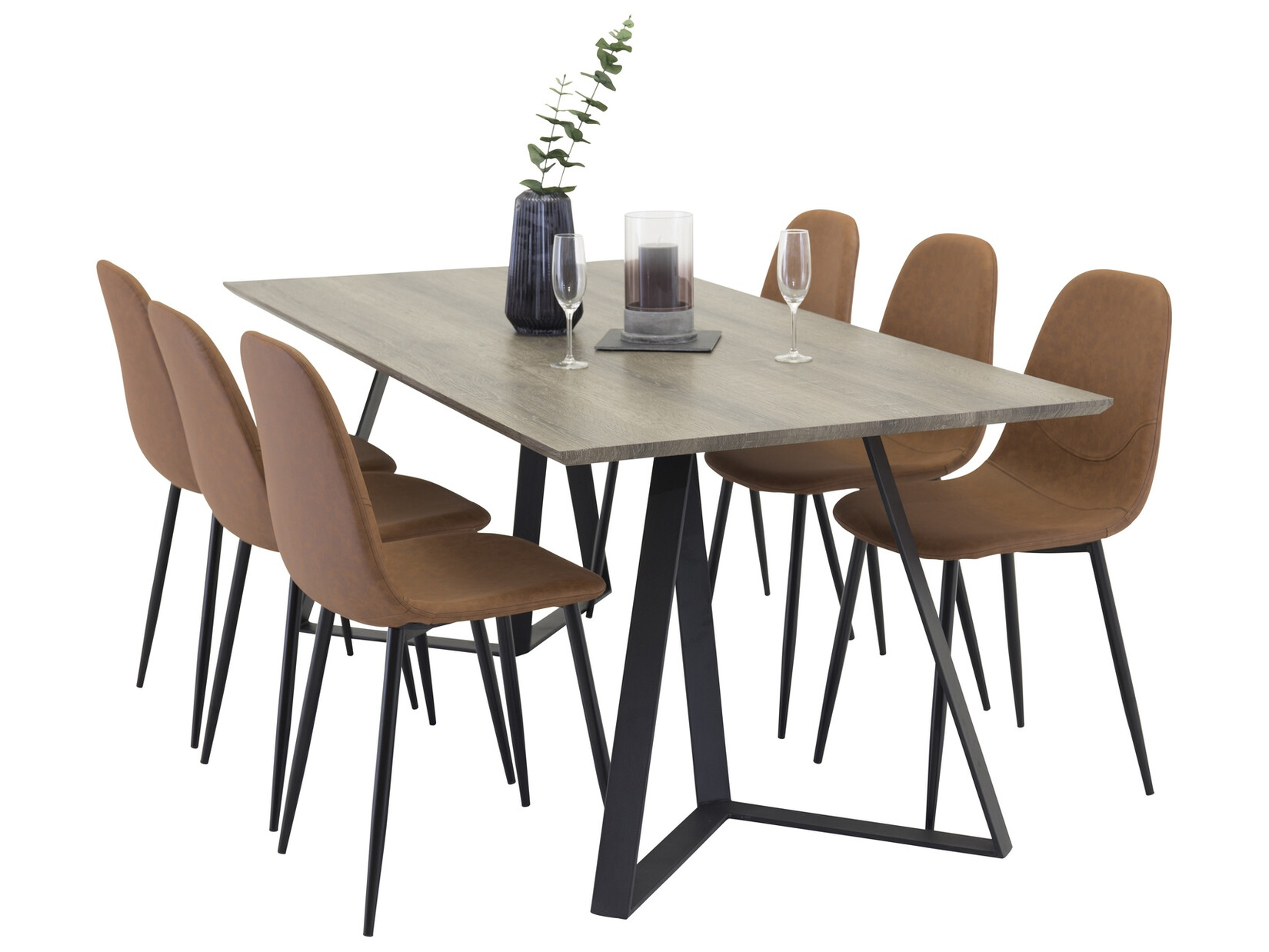 Маса и столове за трапезария Dallas 1353 (Кафяв + Черен)