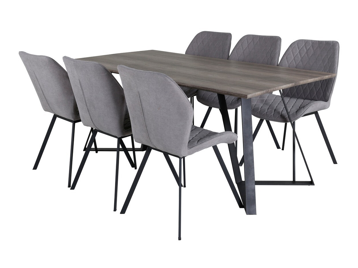 Маса и столове за трапезария Dallas 1359 (Сив + Черен)