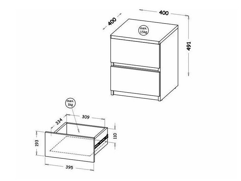 Нощно шкафче Evaropha 109 (Бял)