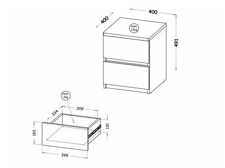 Нощно шкафче Evaropha 109 (Дъб уотан + Бял)