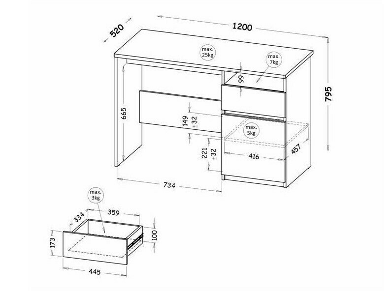 Офис бюро Evaropha 106 (Дъб уотан + Бял)