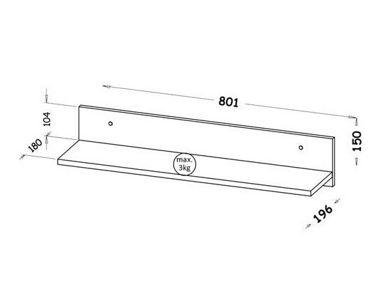 Стенна етажерка Evaropha 107 (Дъб уотан + Бял)