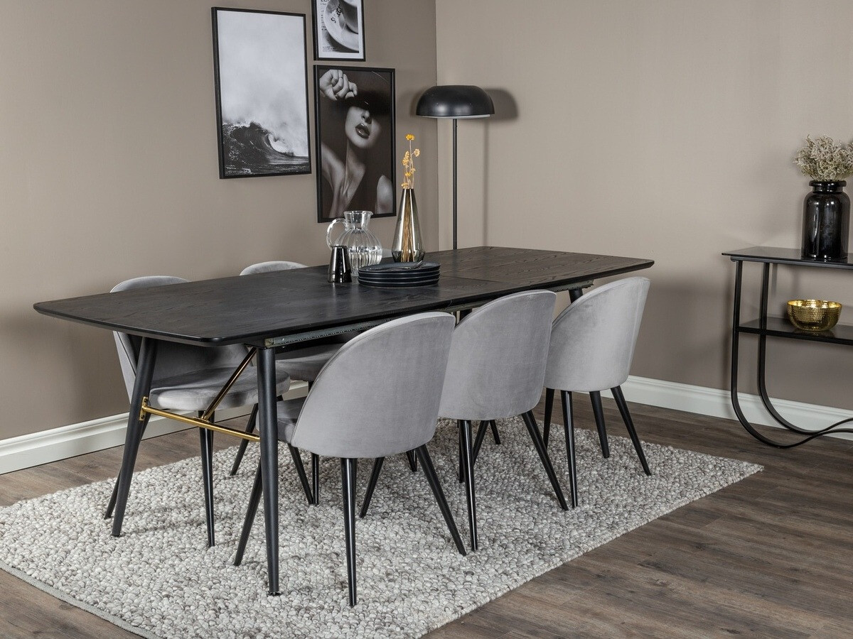 Маса и столове за трапезария Dallas 1449 (Светло сив + Черен)