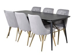Маса и столове за трапезария Dallas 1453 (Светло сив + златно)