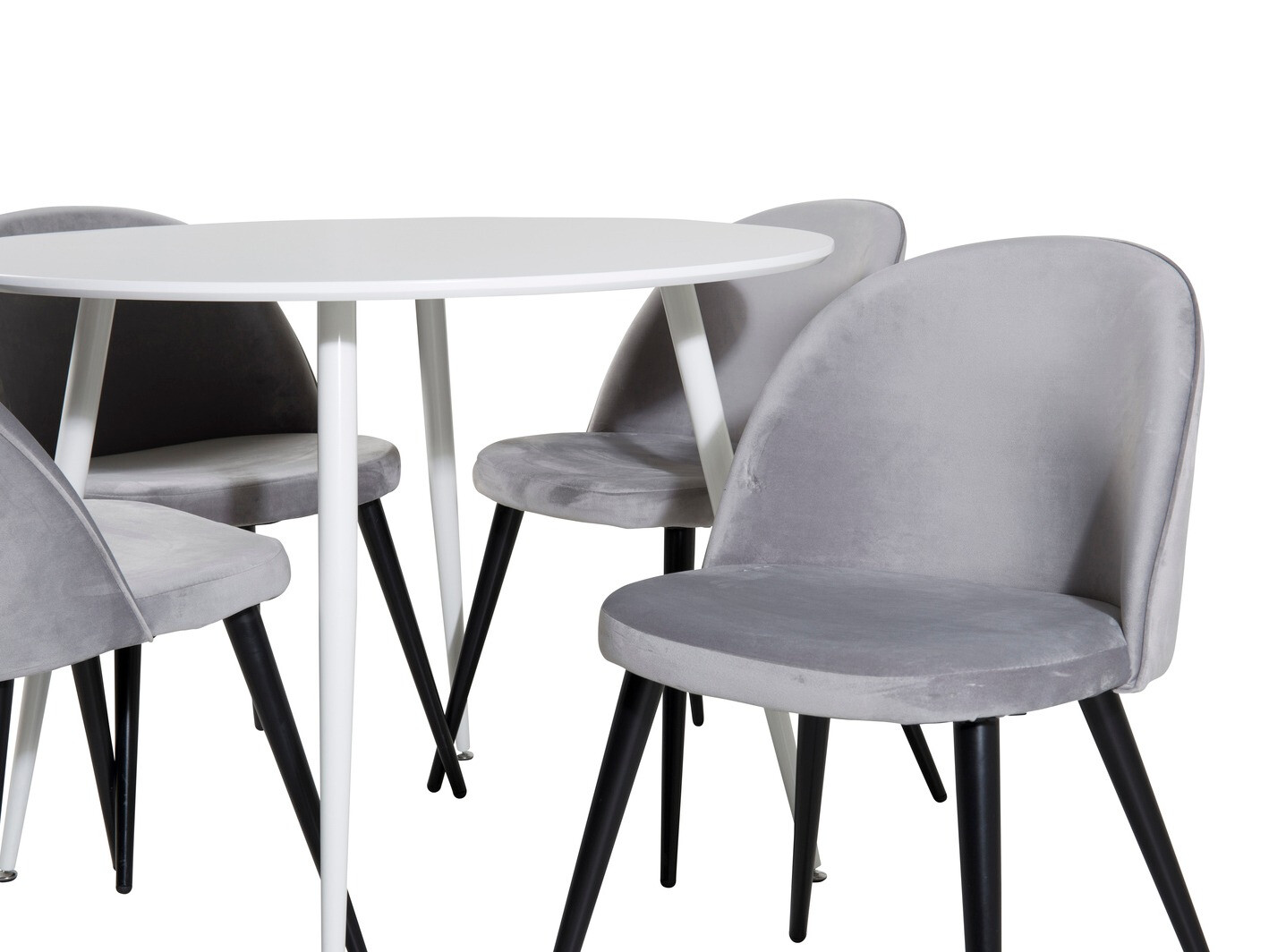 Маса и столове за трапезария Dallas 1536 (Светло сив + Черен)