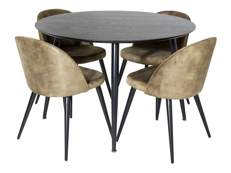 Маса и столове за трапезария Dallas 1559 (Пепеливо зелен + Черен)