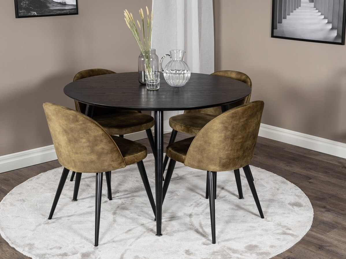 Маса и столове за трапезария Dallas 1559 (Пепеливо зелен + Черен)