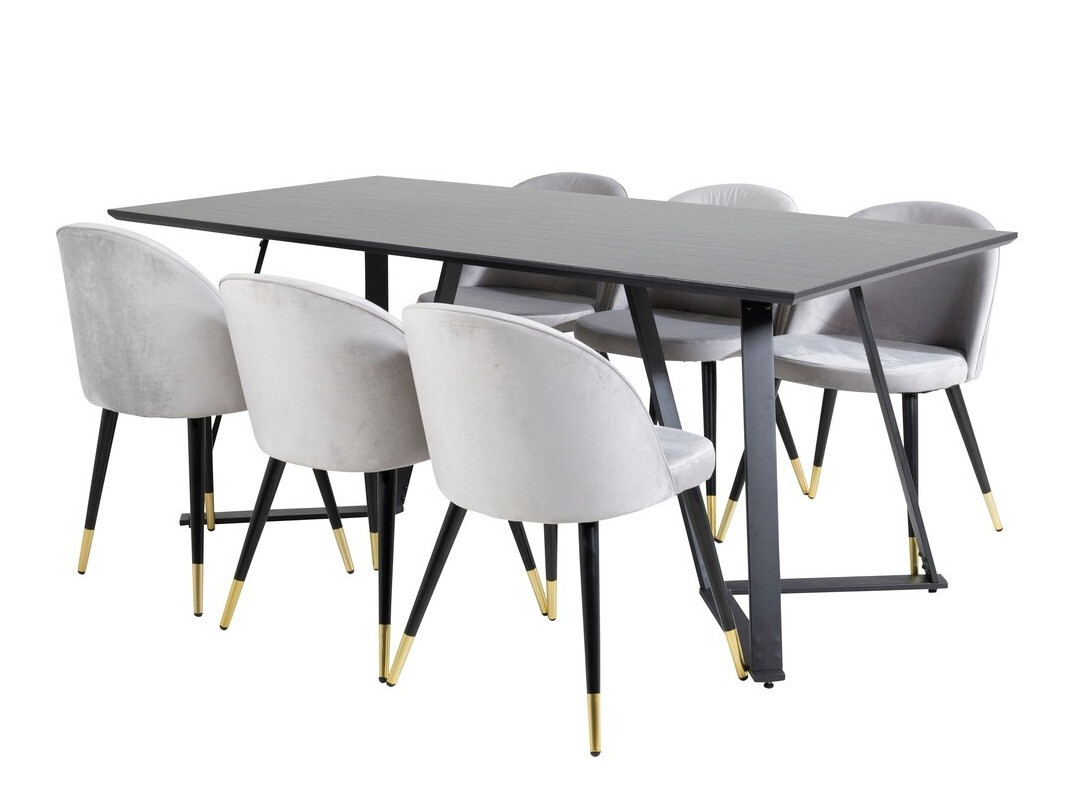 Маса и столове за трапезария Dallas 1583 (Сив + Черен)