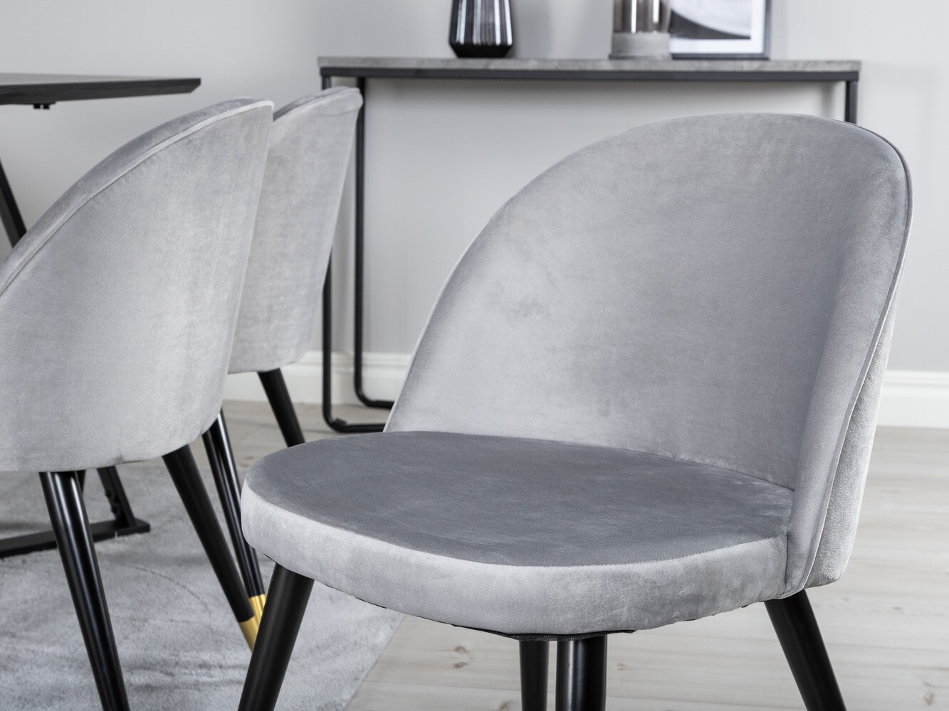 Маса и столове за трапезария Dallas 1583 (Сив + Черен)