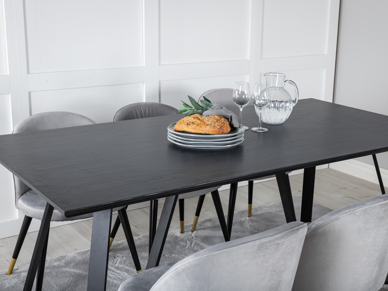 Маса и столове за трапезария Dallas 1583 (Сив + Черен)