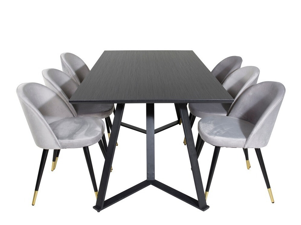 Маса и столове за трапезария Dallas 1583 (Сив + Черен)