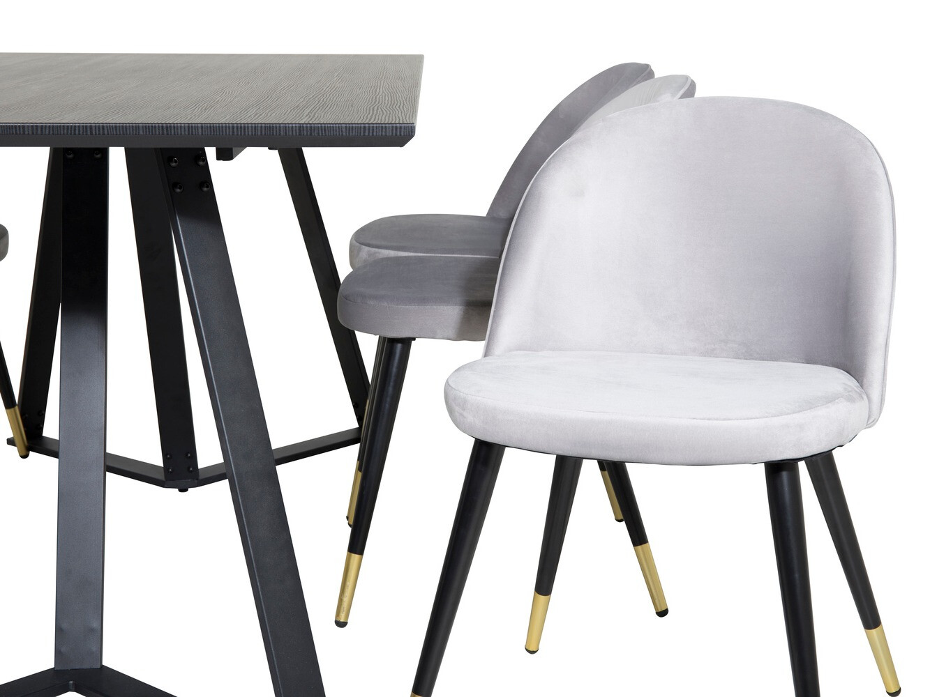 Маса и столове за трапезария Dallas 1583 (Сив + Черен)