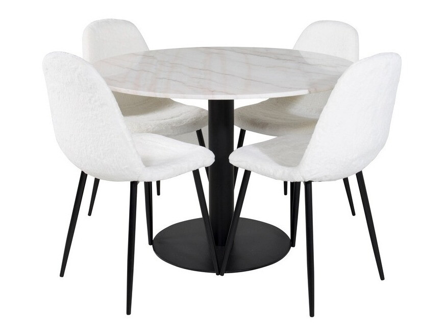 Маса и столове за трапезария Dallas 1613 (Бял + Черен)