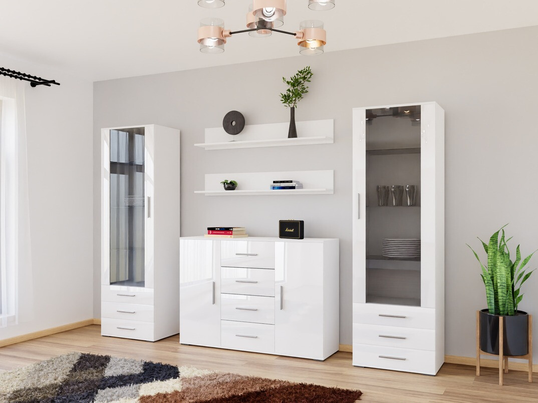 Комплект за хол Tornola 112 (Бял + Бял гланц)