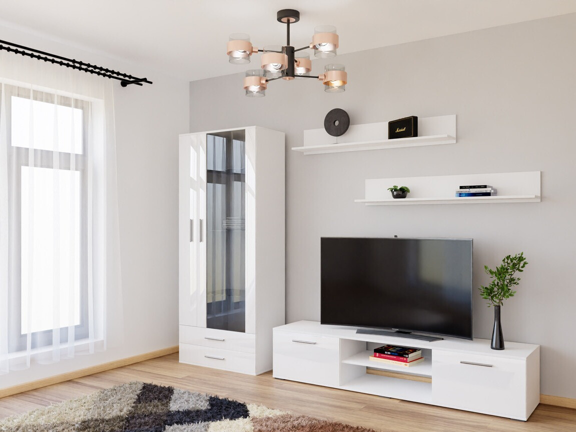 Комплект за хол Tornola 115 (Бял + Бял гланц)