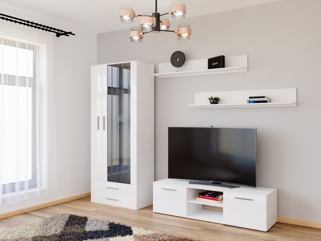 Комплект за хол Tornola 117 (Бял + Бял гланц)