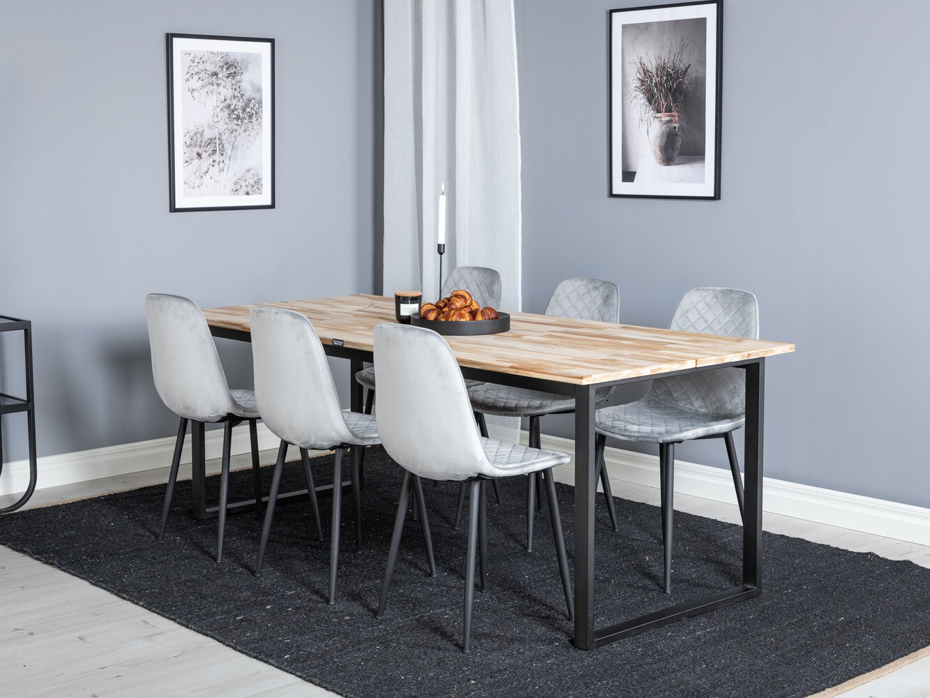 Маса и столове за трапезария Dallas 1645 (Сив + Черен)