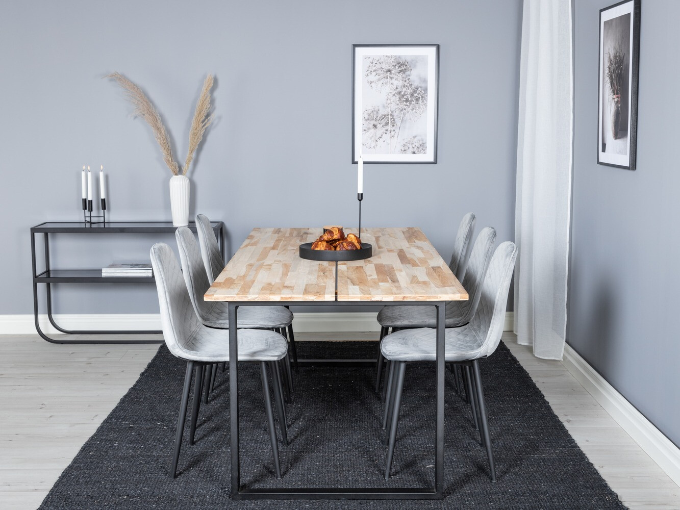 Маса и столове за трапезария Dallas 1645 (Сив + Черен)