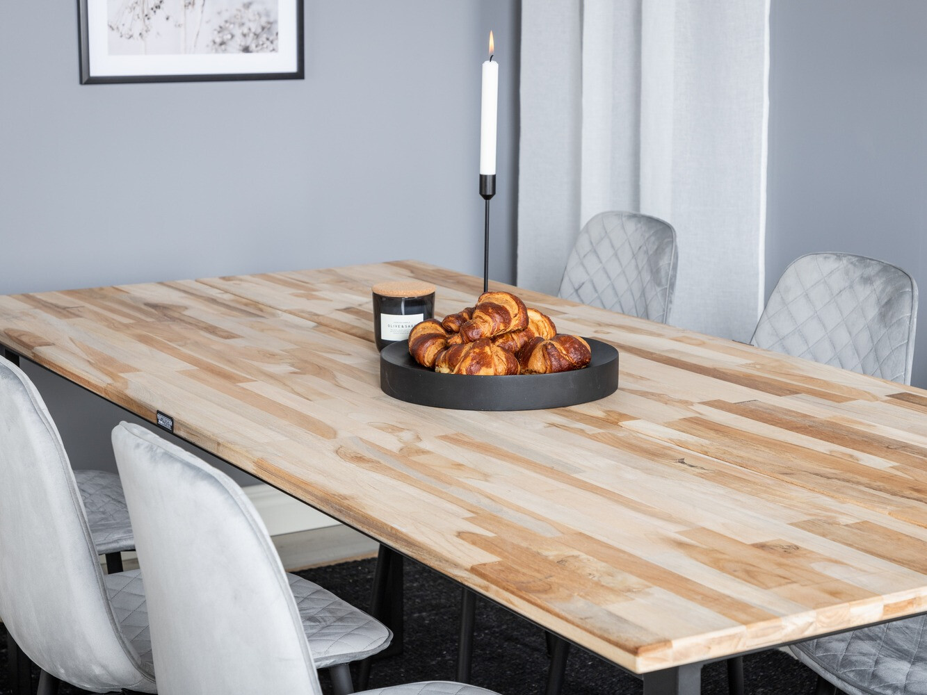 Маса и столове за трапезария Dallas 1645 (Сив + Черен)