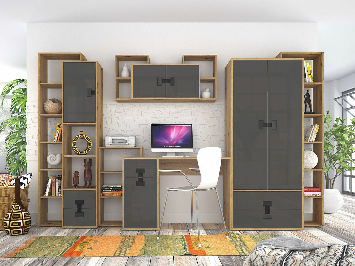 Етажерка Florevi 111 (Сив гланц + Artisan дъб)