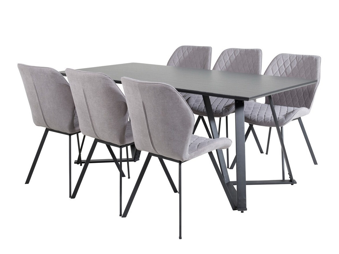 Маса и столове за трапезария Dallas 1685 (Сив + Черен)