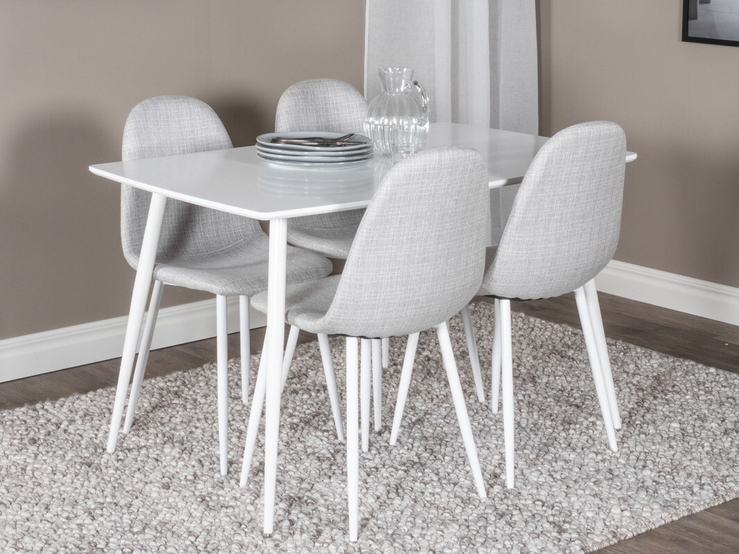 Маса и столове за трапезария Dallas 2040 (Бял + Светло сив)